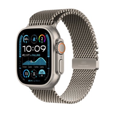 Apple Watch Ultra 2 - 49mm - Natural Titanium - Natural Titanium Milanese Loop - (M) (155-185mm)