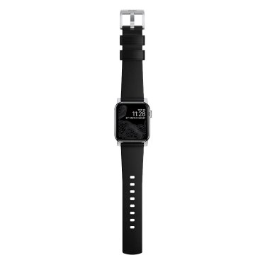 Nomad Modern Apple Watch bandje 42mm / 44mm - Zwart met zilveren gesp