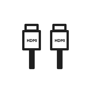 Icoon van twee uiteinden van een HDMI kabel